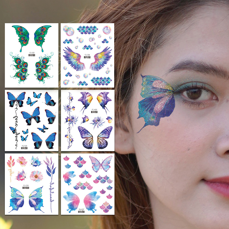 Best of Fairy Shiny Glittering Butterfly Tattoo Sticker Waterproof Eyes Face Stickers Body Art Fake Tattoos Dance Music Festival Makeup Reviews & Tips