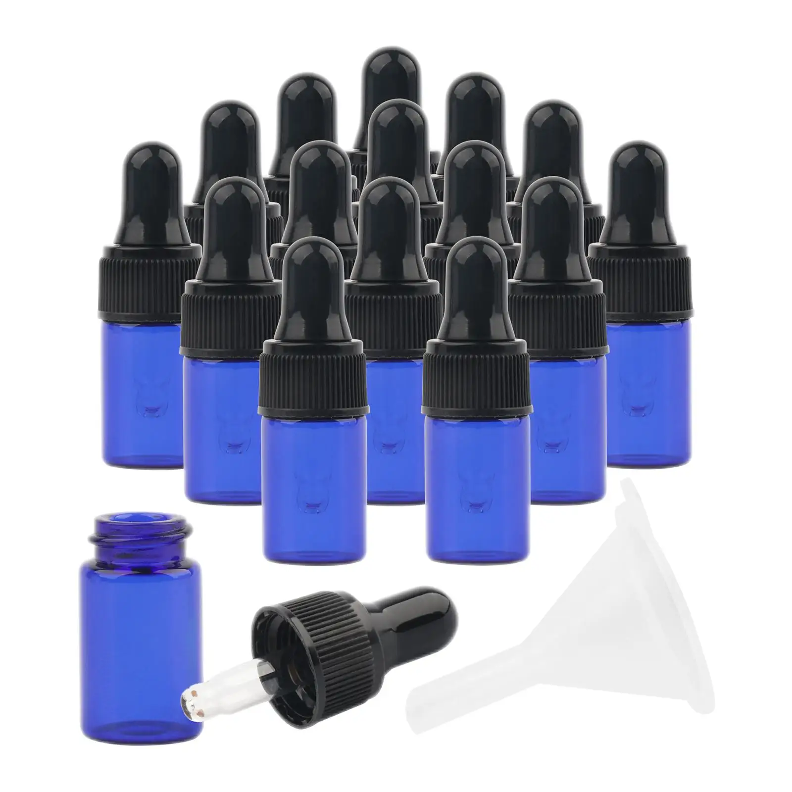 100Pcs 1ml/2ml/3ml Essential Oil Glass Bottles Mini Amber Vials Jars Orifice Reducers Caps Perfumes Blends Refillable Bottles
