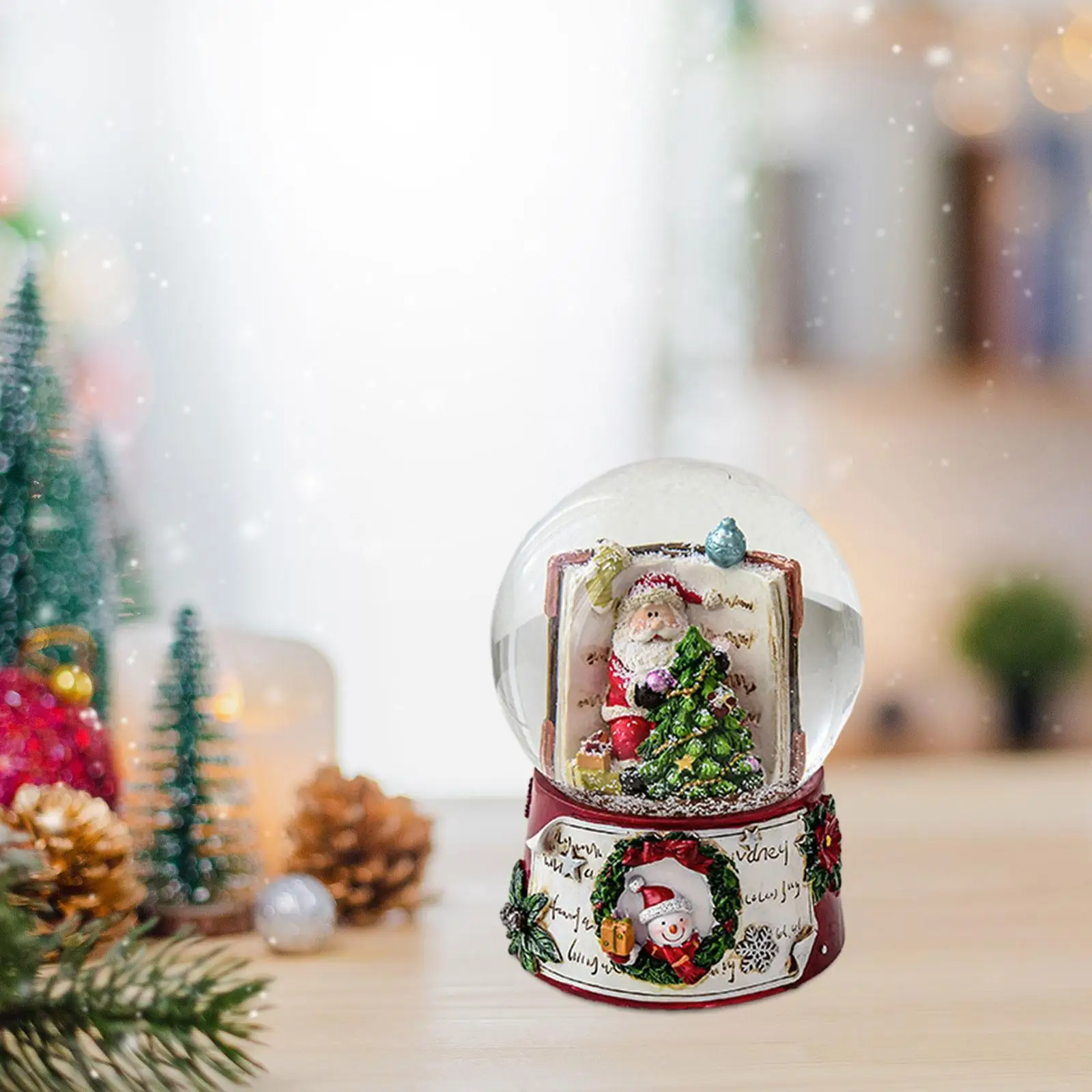 Christmas Music Box Rotatable Collectable Figurine Toy Christmas Scene Xmas Musical Box for Desktop Holiday Indoor Bedroom Home