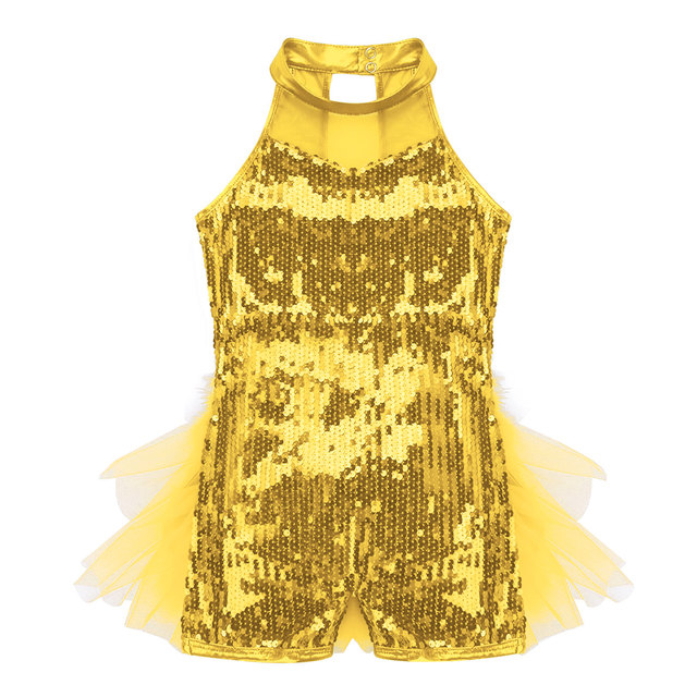 Tuta Da Danza Con Paillettes Per Bambina - Body Senza Maniche E Pantaloni Largo, Per Spettacoli E Feste