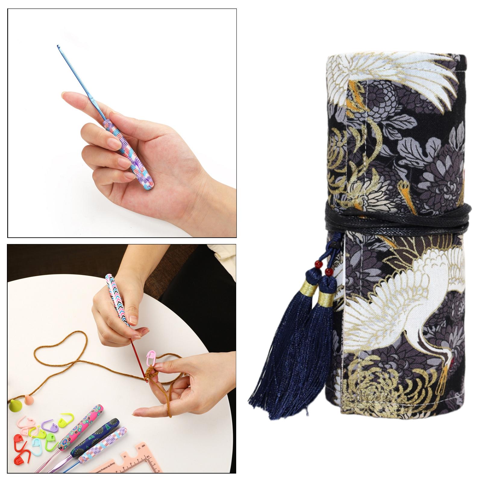 Knitting Storage Bag Empty Crochet Hooks Knitting Needles Organizer Case for Needles Hooks Roll Up Bag