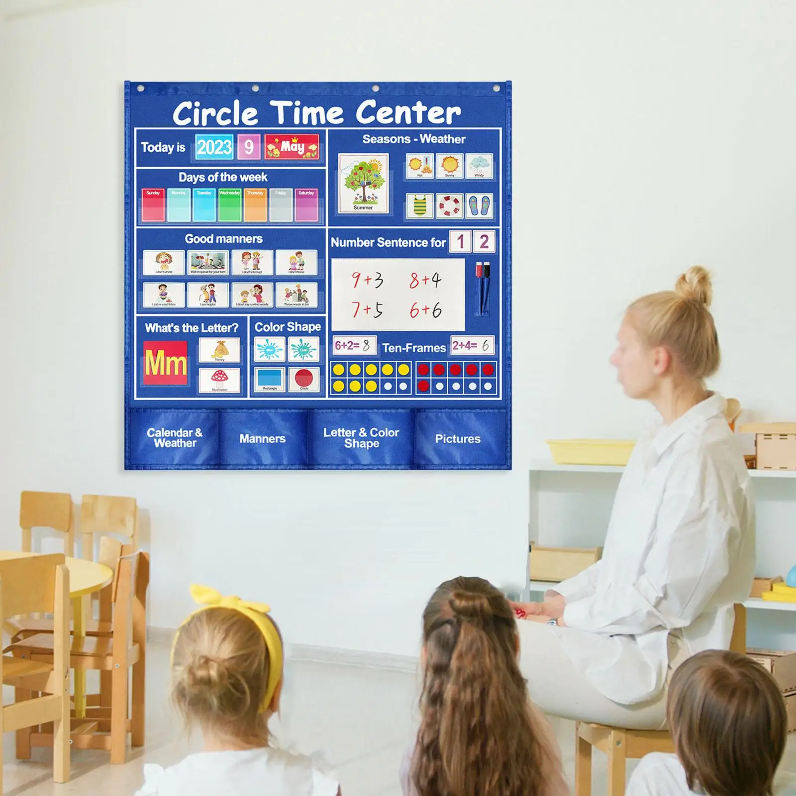 Center Pocket Circle Learning Center Pocket Chart for Preschool