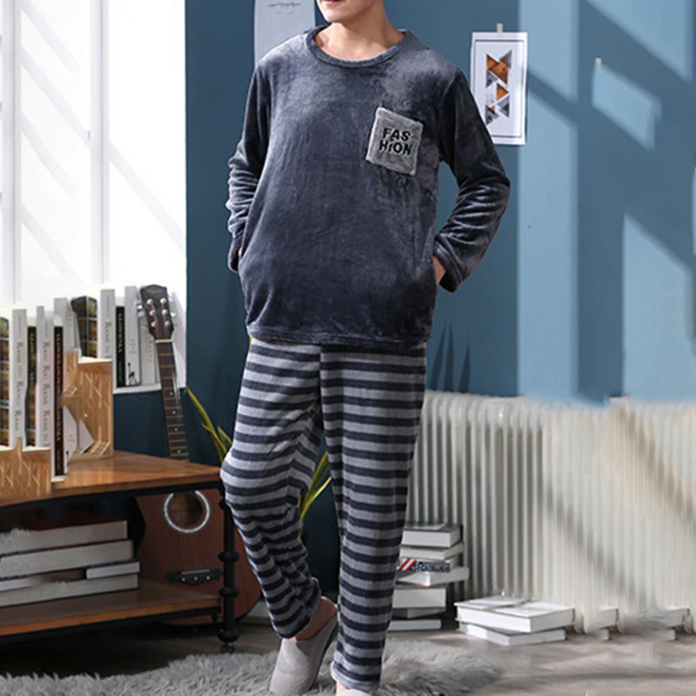 Title 4, 2 Pcs/Set Men Winter Pajamas Set Long Sleeve Th...