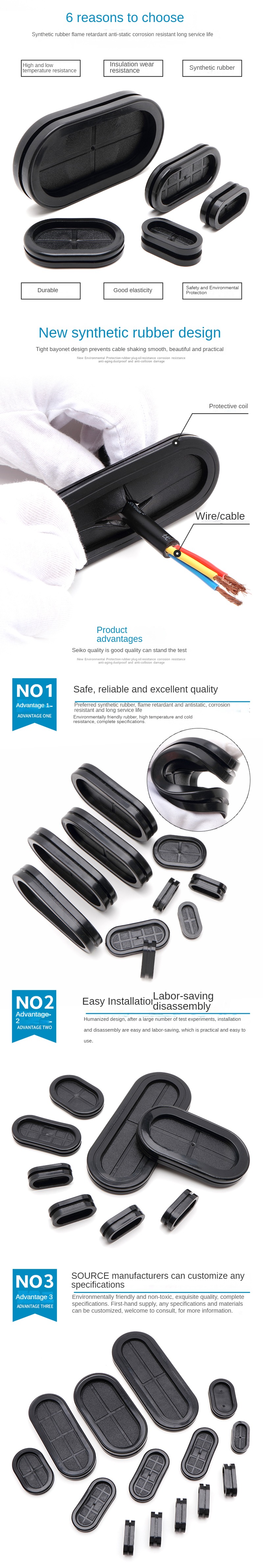 Description Picture 3 of itemRubber Protective Coil Grommet Pad Seal Ring Elongated Strip For Protection Wire Cable Flame Retardant Insulation Wire Loop