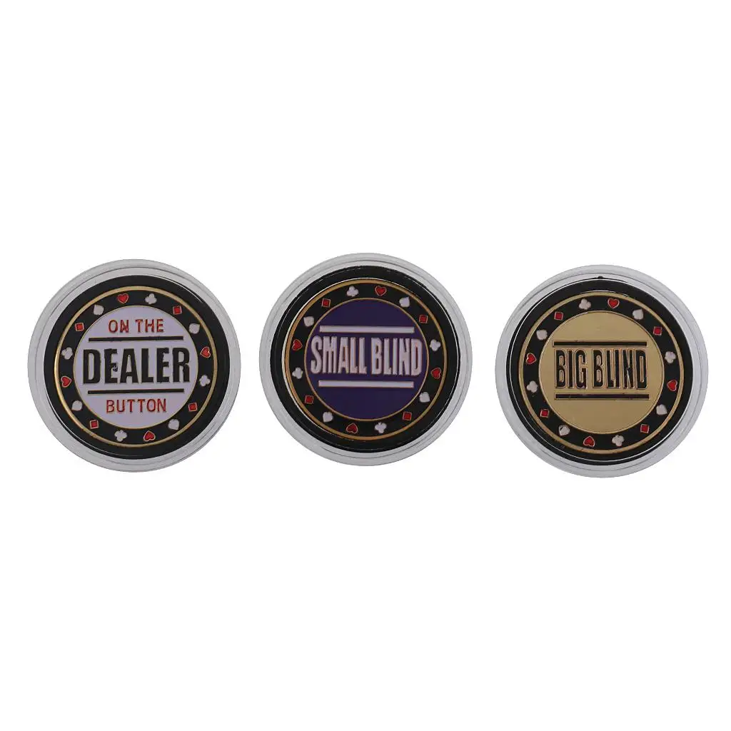 3x Poker Game Dealer Buttons Small Game Card Pieces Blind Stone