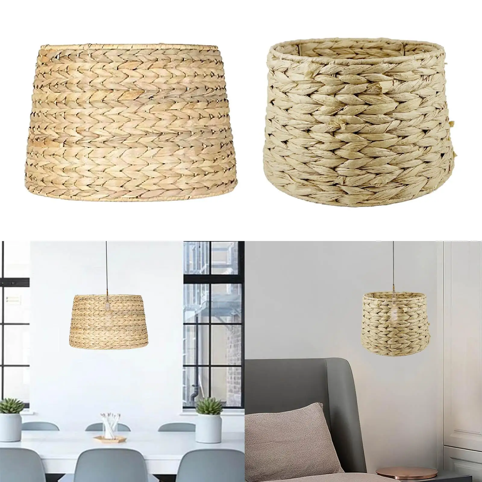 Rattan Pendant Lamp Shade Lighting Cover Ceiling Light Shade Retro Style Bamboo Lampshade for Living Room Dining Room Bedroom