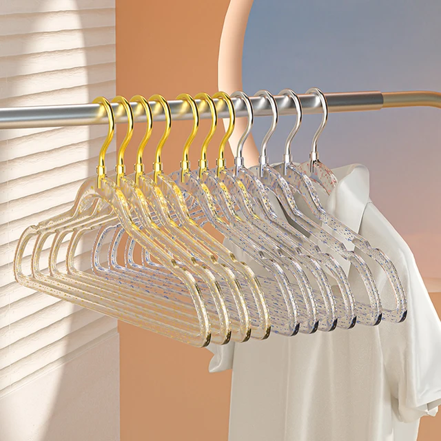 20 Pcs Clear Acrylic Hangers Plastic Glitter Coat Hanger Non Slip