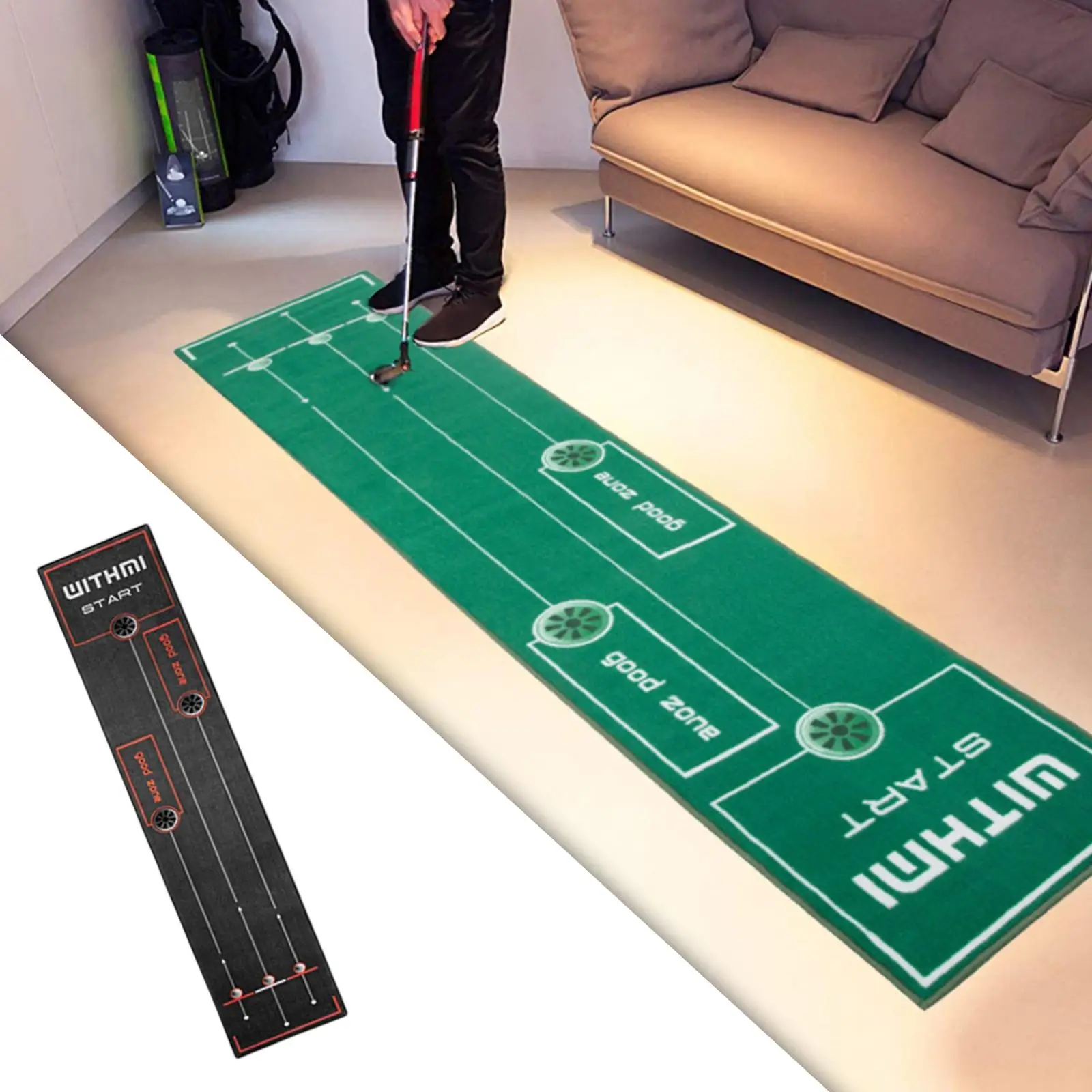 Portable Golf Putting Training Mat Aid Beginner Practice Mat Home Office 8ft Backyard Indoor Outdoor Training Equipment