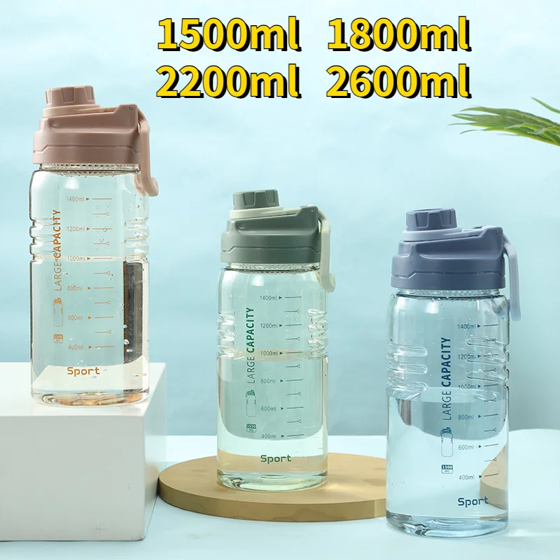 Bouteille de Sport en plastique de qualité alimentaire avec filtre, grande bouteille d'eau avec couvercle et tasse en paille, 4 tailles, pour adultes, hommes et femmes, articles de boisson