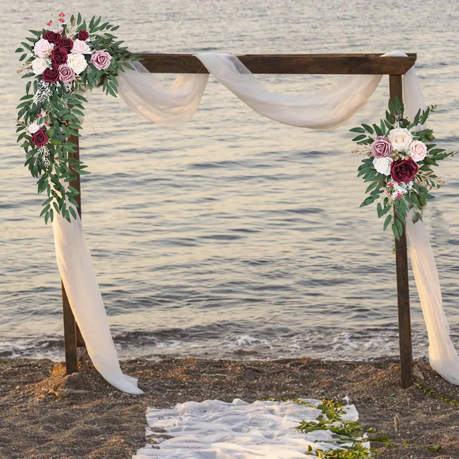Romantic Wedding Arch Door Hanging Wreath Backdrop Ornaments Centerpiece