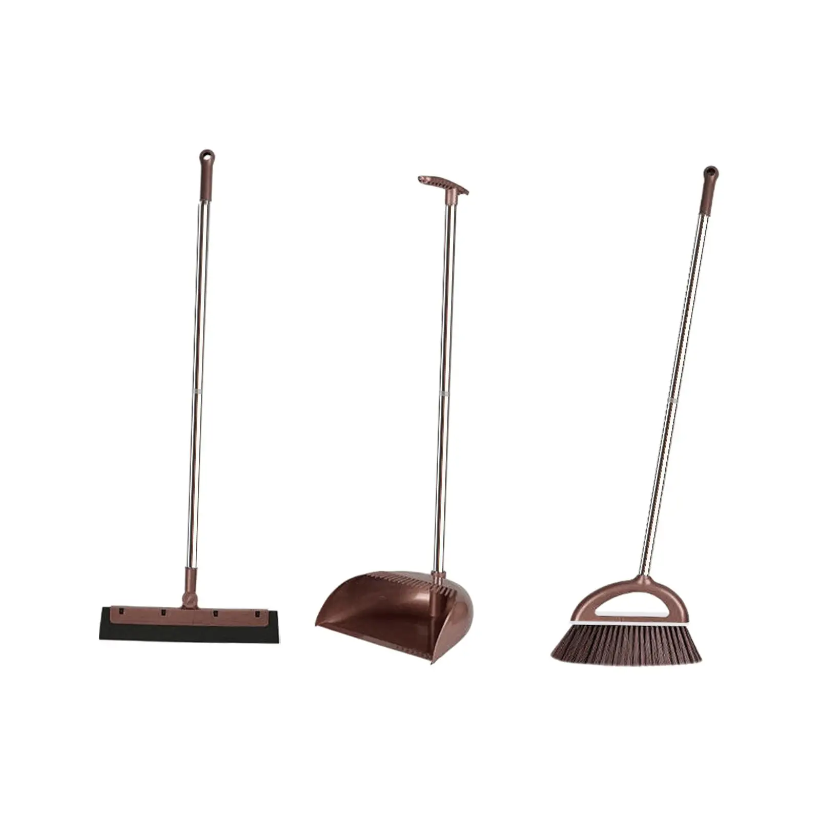 3Pcs Broom And Dustpan Set Broom Dust Pan Floor Wiper Upright Standing Soft Hair