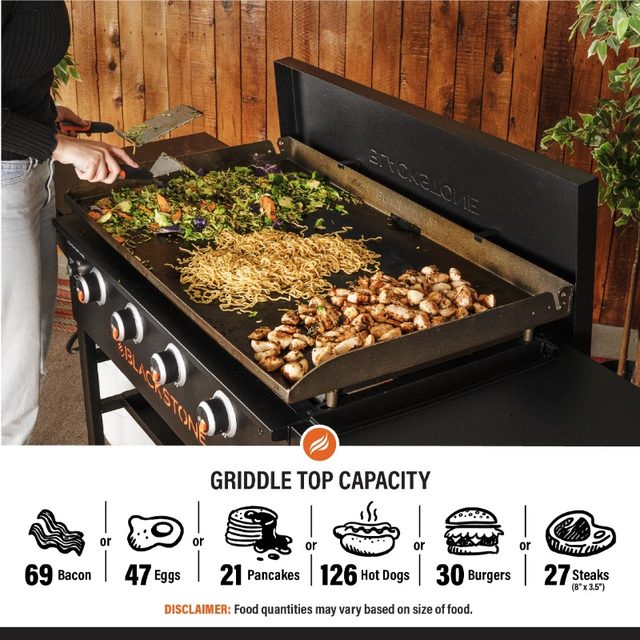 4-Burner Flat Top Gas Grill 52000-BTU Propane Fueled Professional Outdoor  Griddle 36inch Backyard Cooking with Side Table, Black - AliExpress