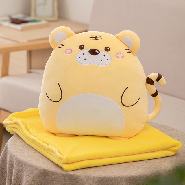 3in1 Cute Animal Pillow Travel Blanket Folding Cushion Stuffed Toy Hand  Warmer