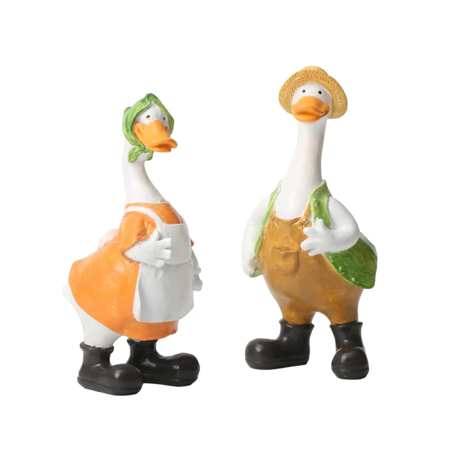 2 Pieces Couple Duck Statues Valentine`s Day Gift Animal Sculpture Duck Figurine for Balcony Table Indoor Outdoor Lawn Shelf