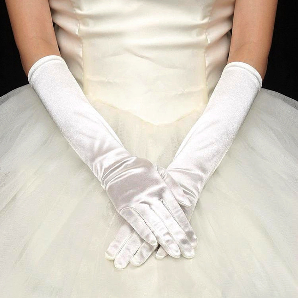 white bridal gloves