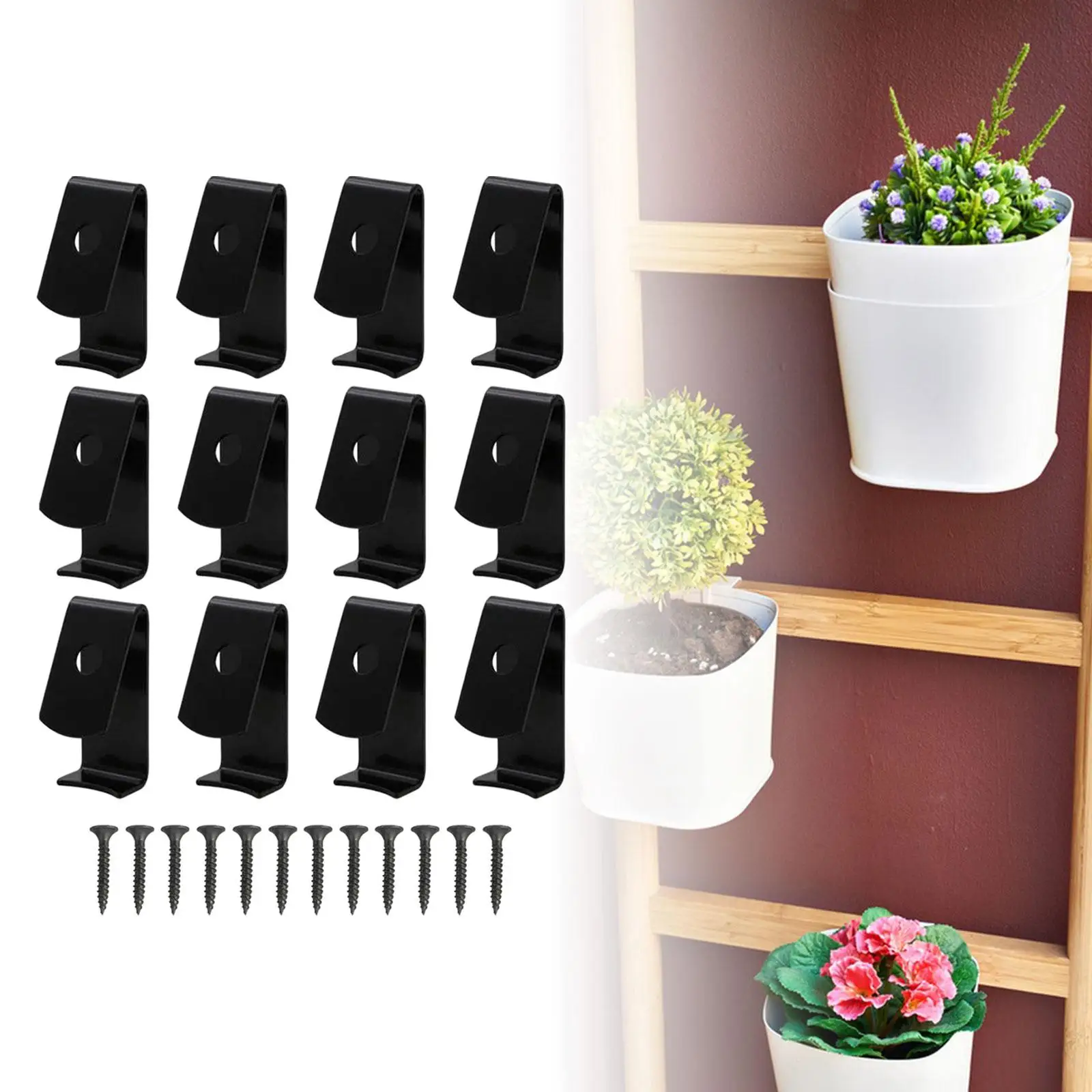 12Pcs Flower Pot Clips Plant Pot Latch Hangers Hook Durable Plant Hangers Outdoor Wall Hook for Wall Backyard Indoor Patio Fence