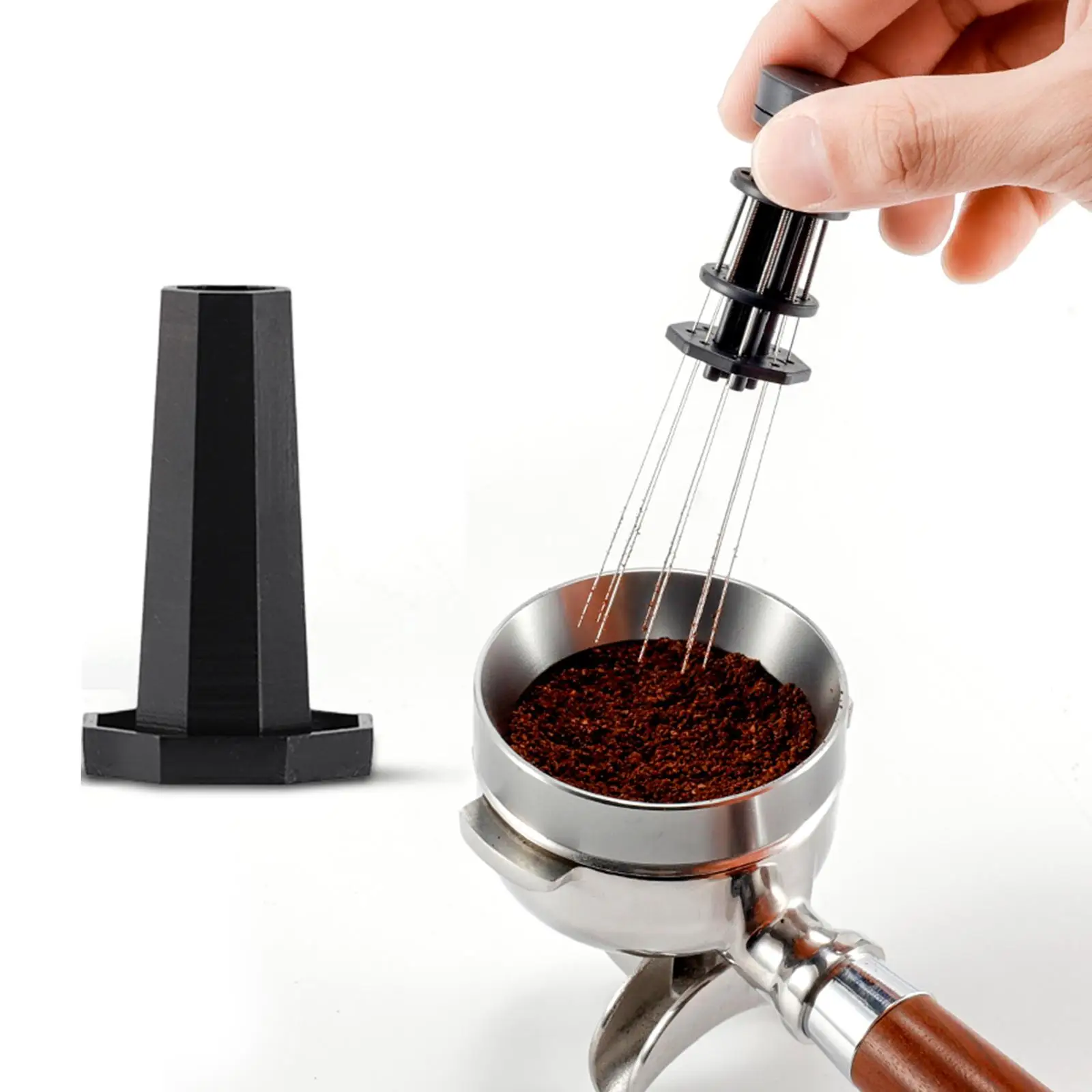 Adjustable Coffee Stirring Tool Coffee Grounds Needle with Stand Hand Tamper Needle Type Distributor for Office Cafe Kitchen
