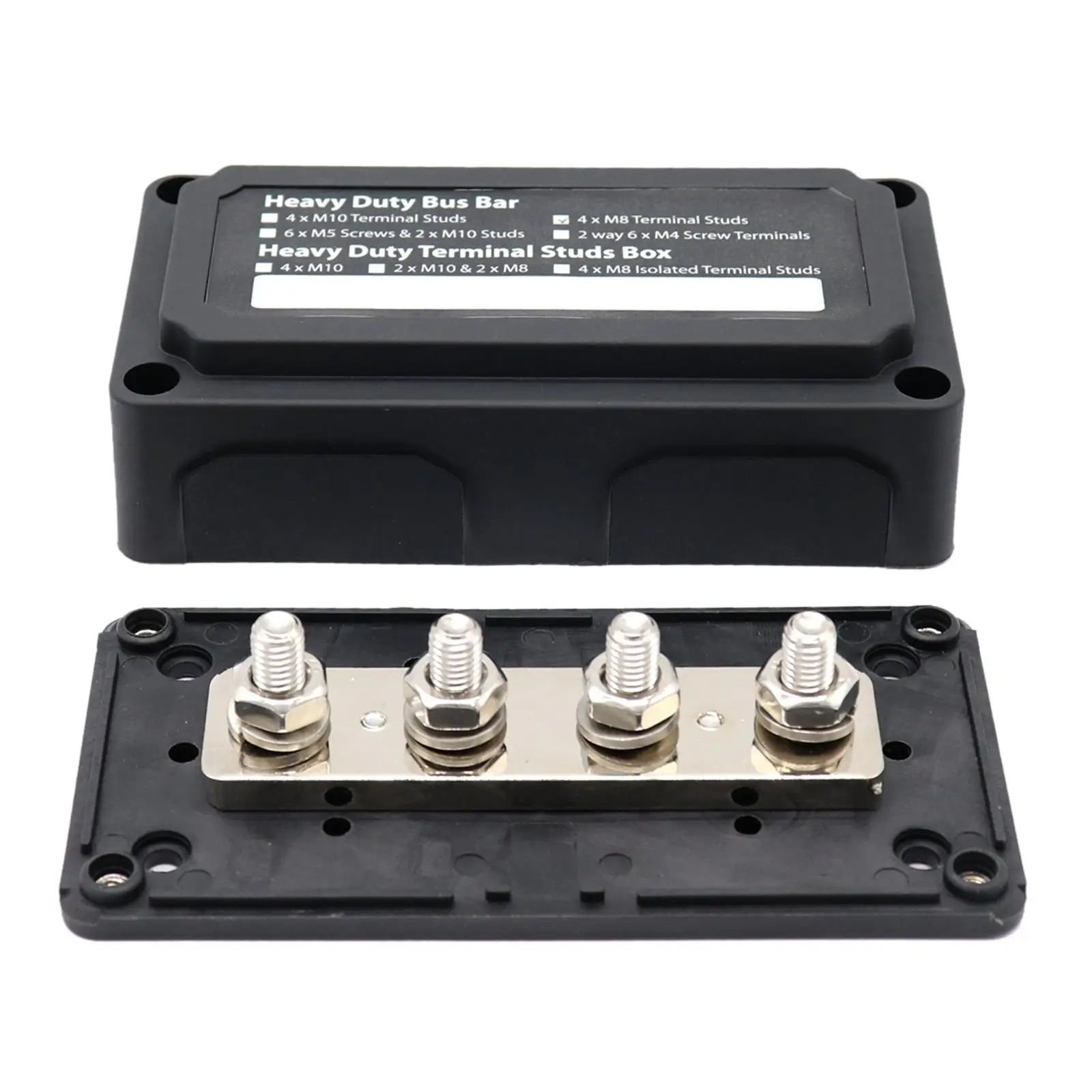 Power Distribution Block Durable 4 Way Heavy Duty Replacement with Cover 300A Busbar Terminal Block for Car Boat Truck