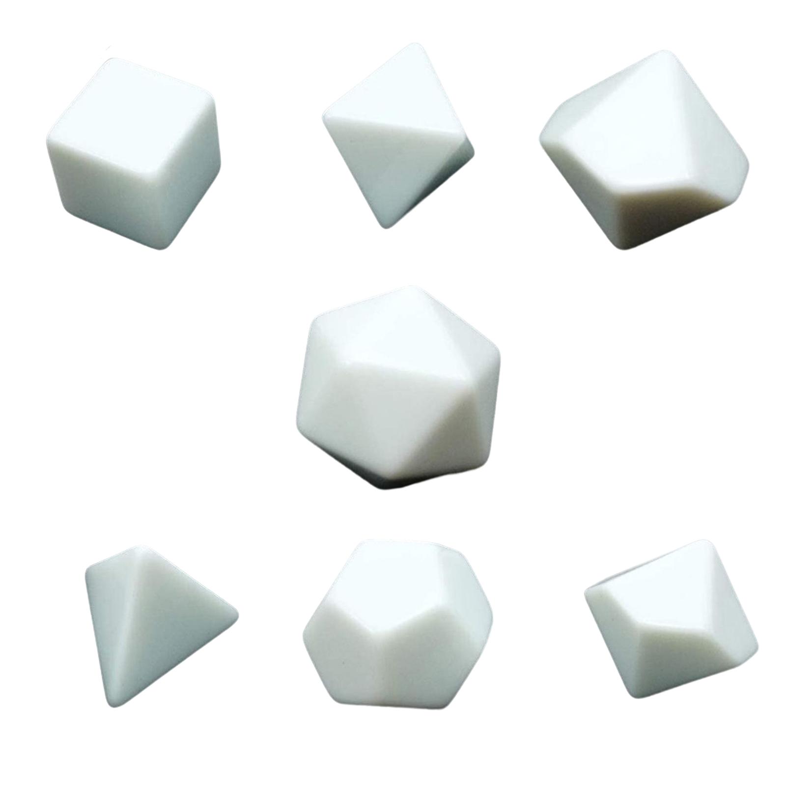 7Pcs Acrylic Empty Dices Polyhedral RPG Dices Set for Classroom Board Game, DIY Sticker, Dices Making, Party Supplies