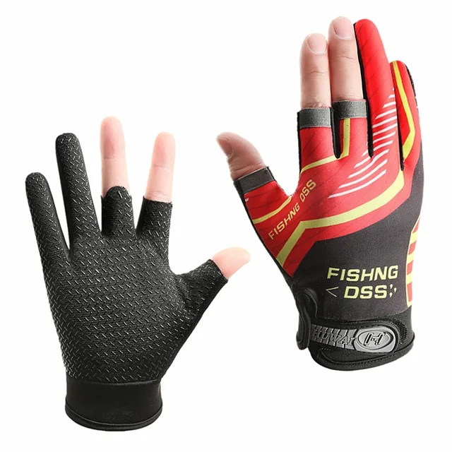 Three Fingers Cut Fishing Gloves Tool for Men Anti-slip Outdoor