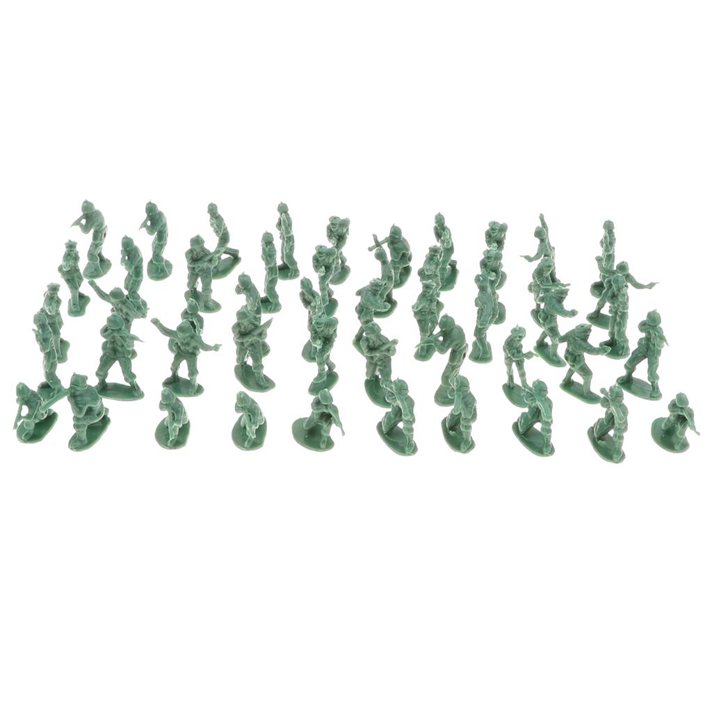 Pack of 100pcs Mini Army Base Set Accessory - 2cm Toy Soldiers Figurine Model Kids Collection -Army Green