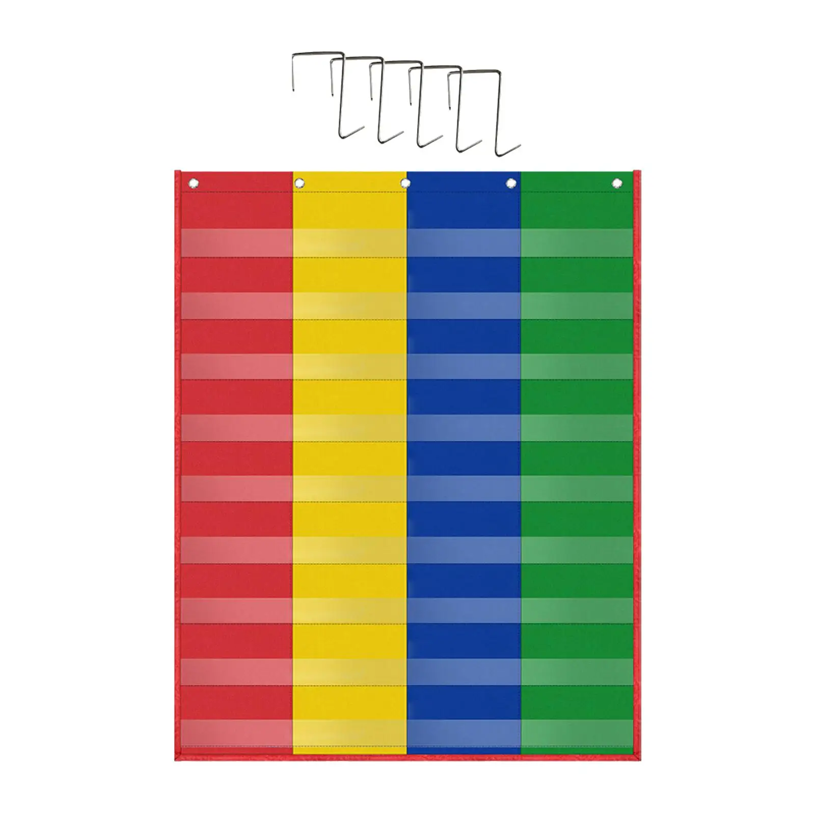 Classroom Pocket Chart with 5 Hooks Wall Hanging Reusable Teaching Pocket Chart for Activity Learning Center Classroom Kids Home