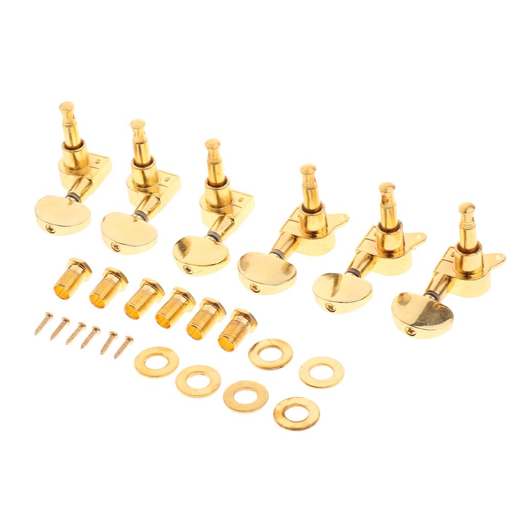 Gold Acoustic Guitar Mechanics 3R3L Tuner Tuning Peg Half Round Button