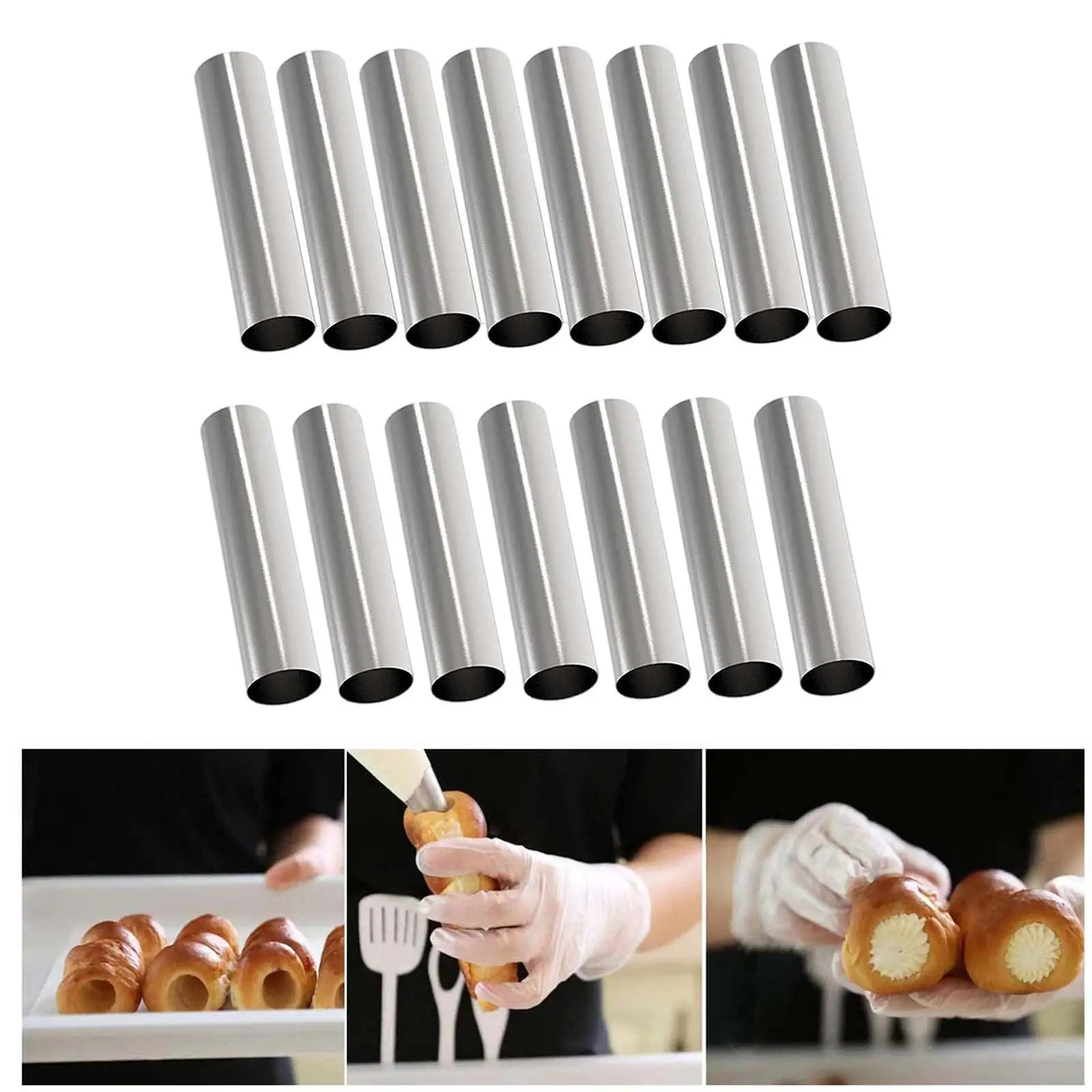 15x Food Grade Cannoli Form Tubes for Chocolate Cones Making Butter