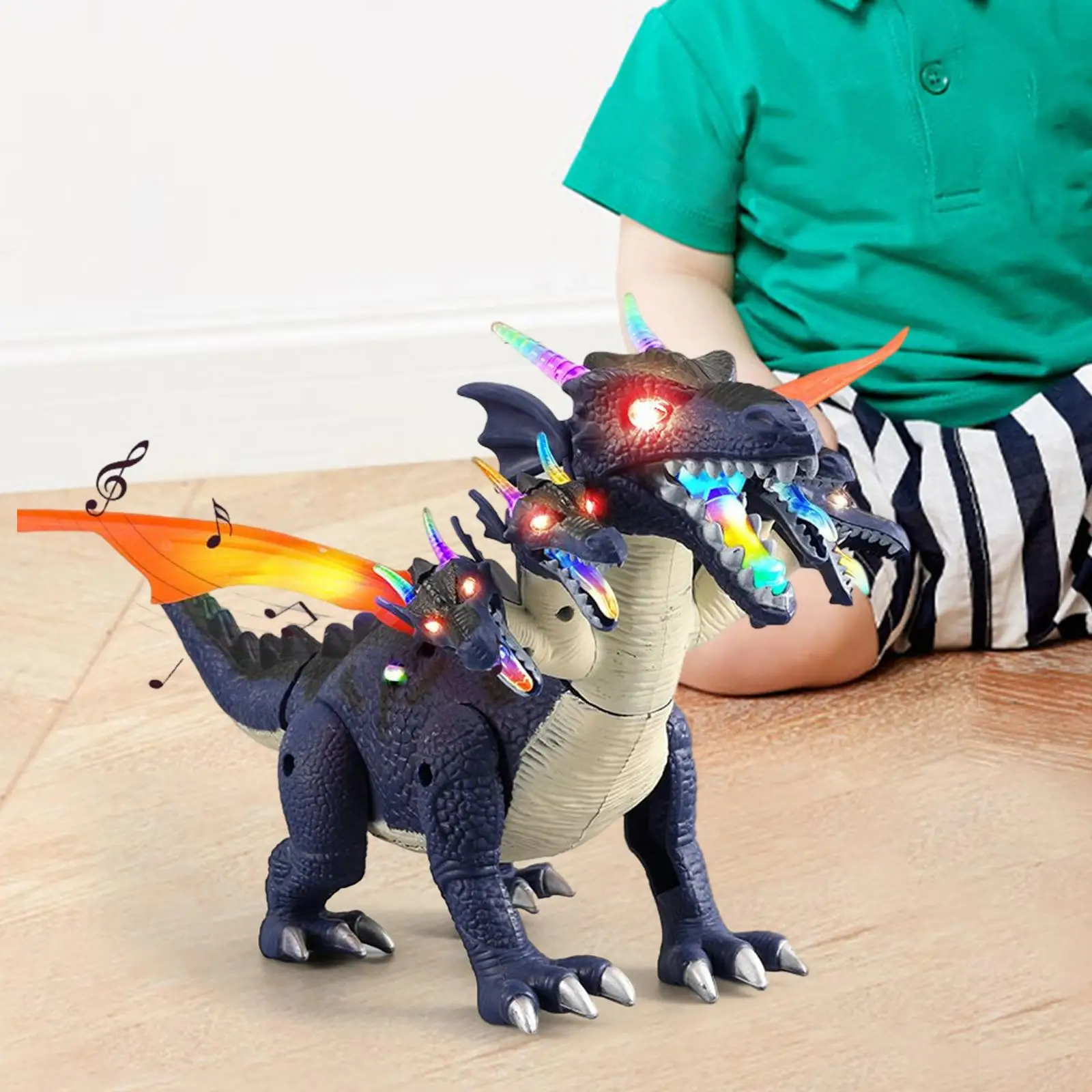 Electric Dinosaur Toys W/ Lights Roar Sound Five-Headed Birthday Gifts