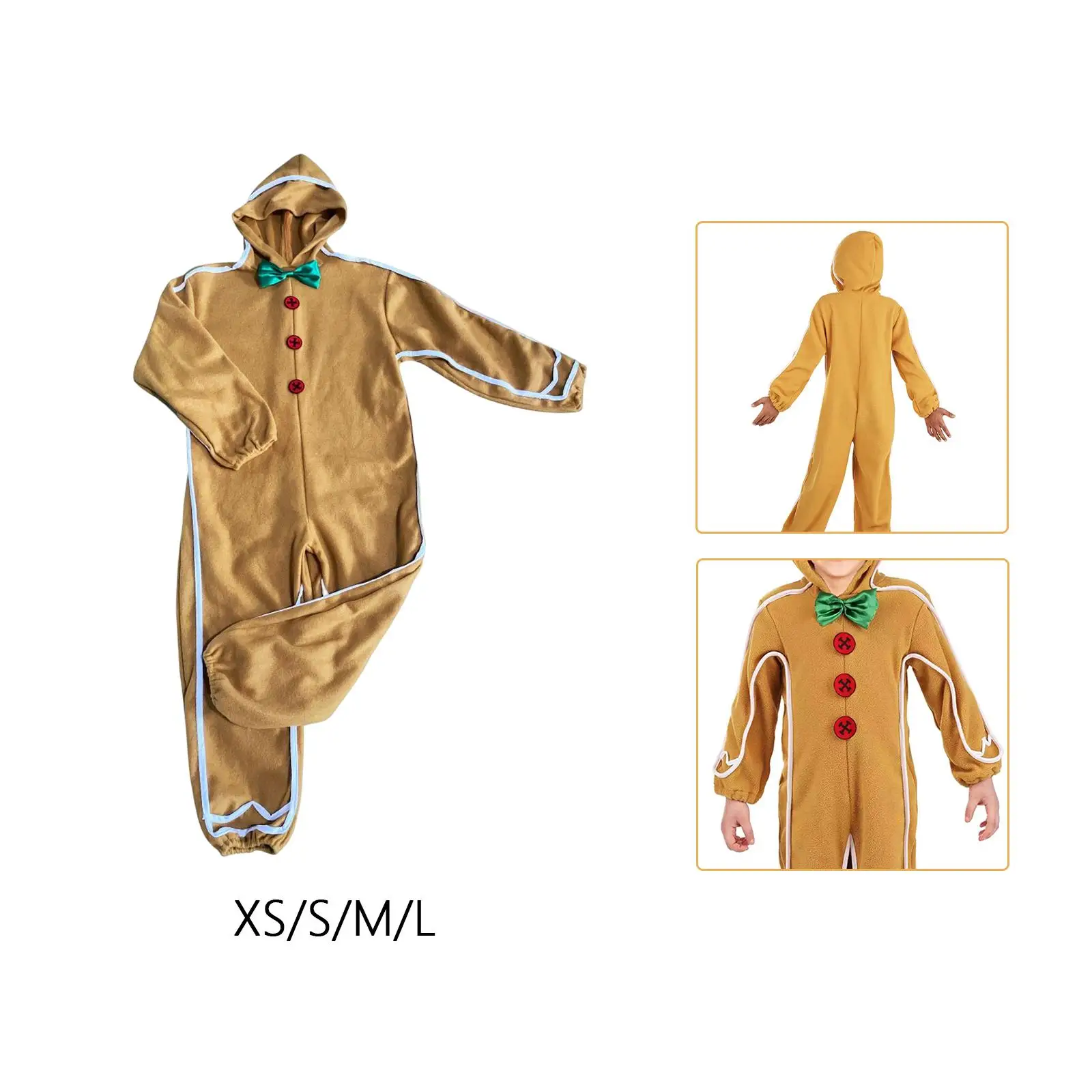 Christmas Outfit Gingerbread Man Costume Clothes for Masquerade Pretend Play