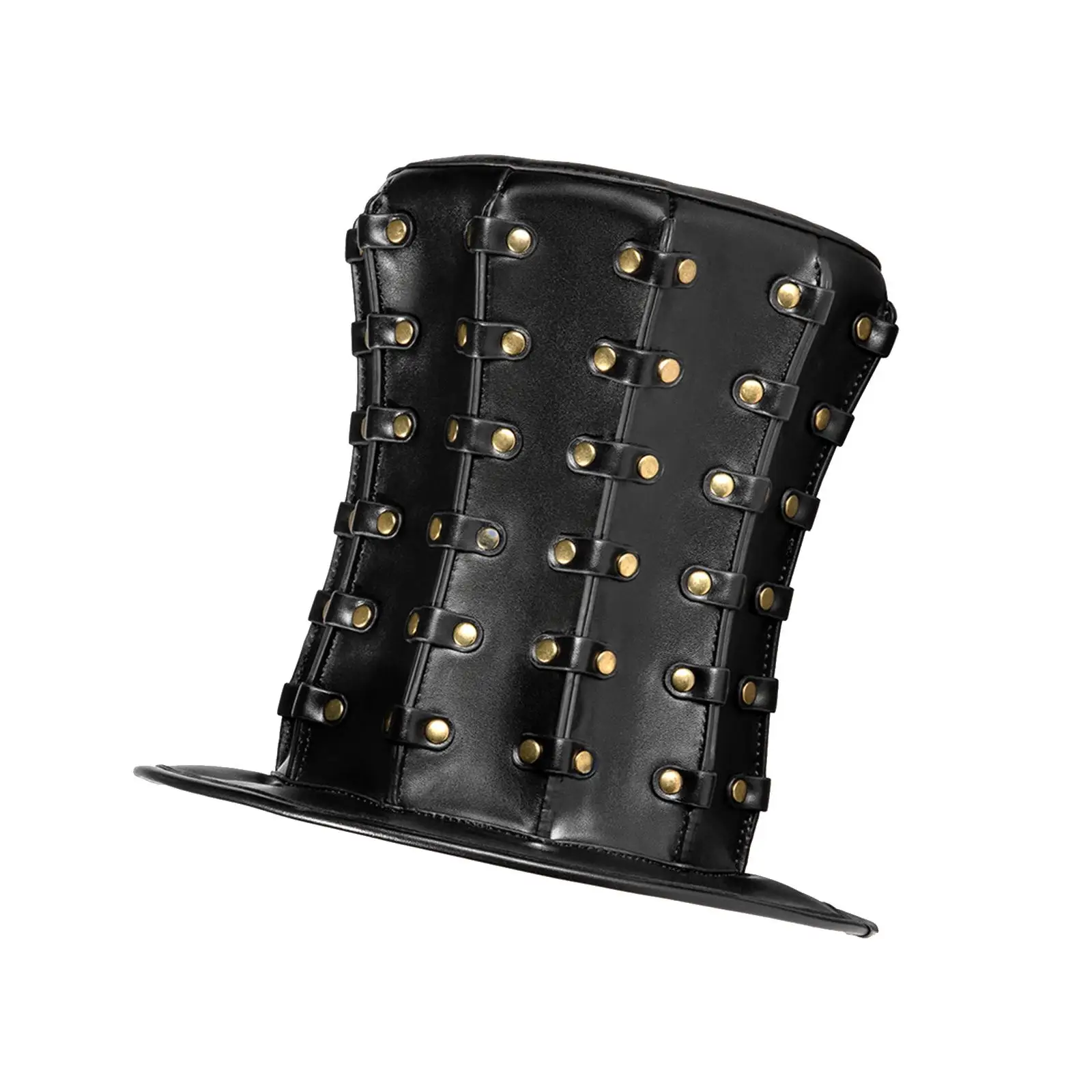 Punk Hat Formal PU Leather Photo Props High Top Hat for Halloween Banquet