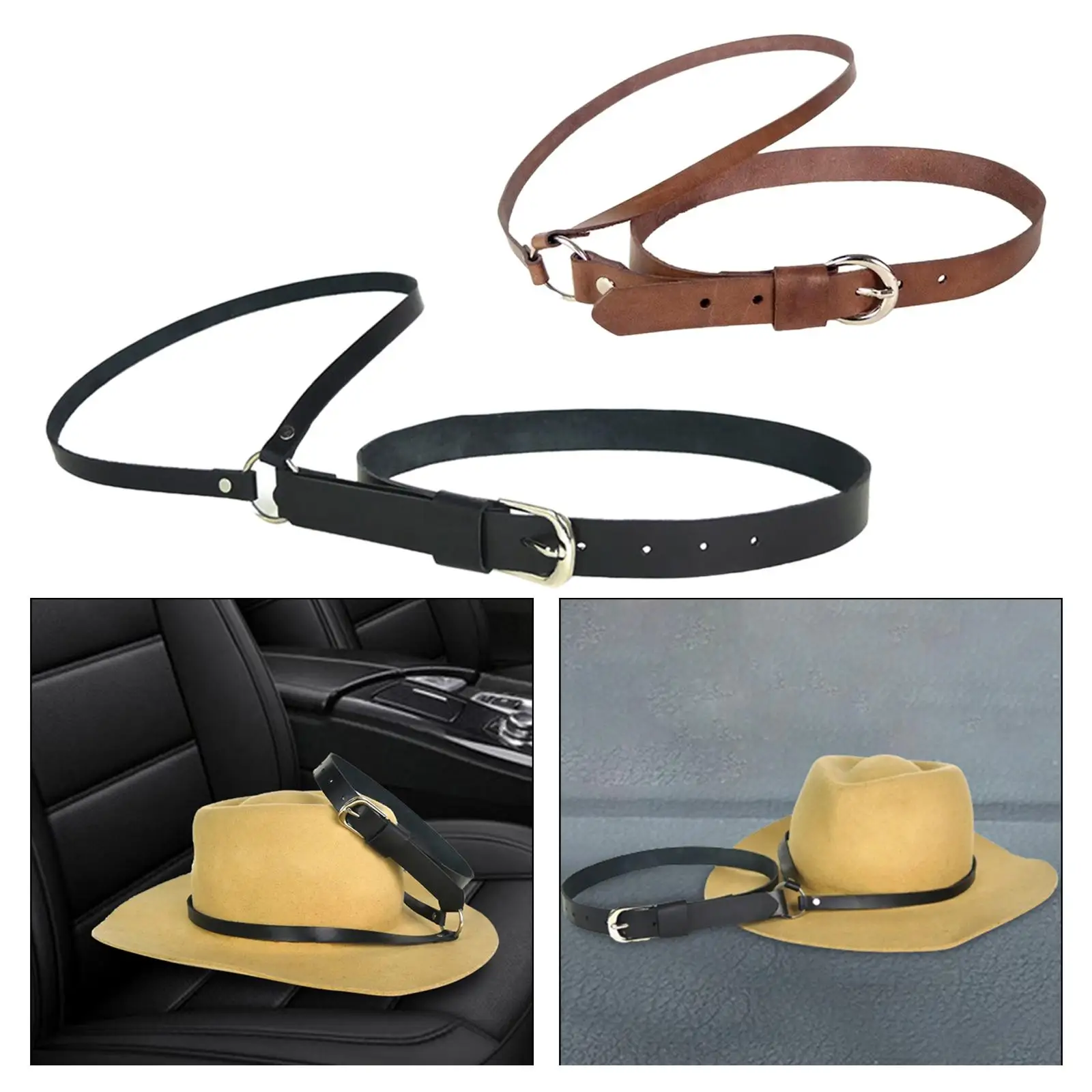 Car Cowboy Hat Holder Rack PU Leather Hat Hanger for Automobile Truck