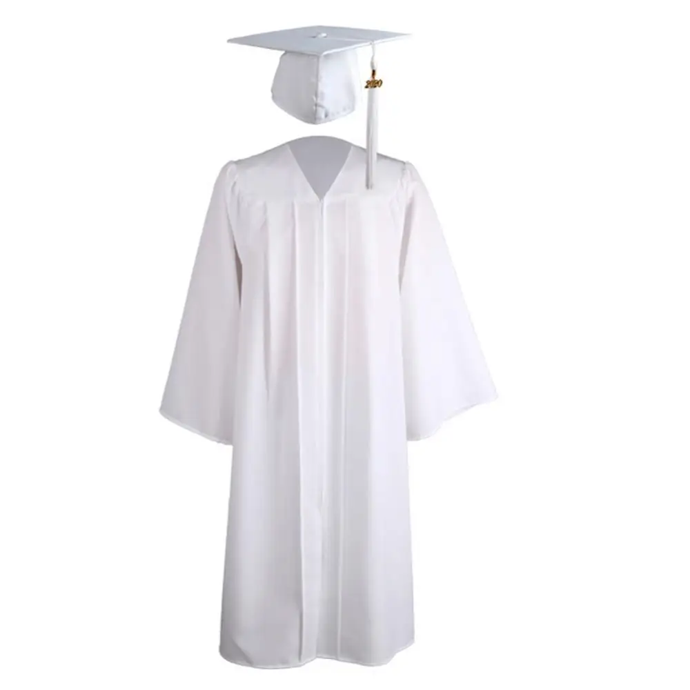 white cap and gown