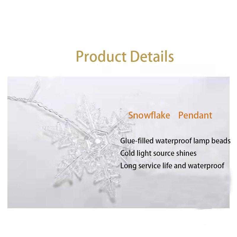 3.5M Christmas Snowflake LED String Lights Flashing Fairy Curtain Garland Lights Fancy Holiday Party New Year Decoration