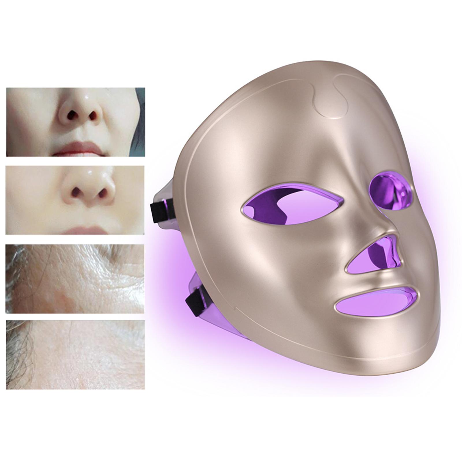 LED Face Mask Light Therapy Facial Skin Care Dark Spot Healthy Skin Rejuvenation 7 Colors Smooth Acne Reduction Photon for Home