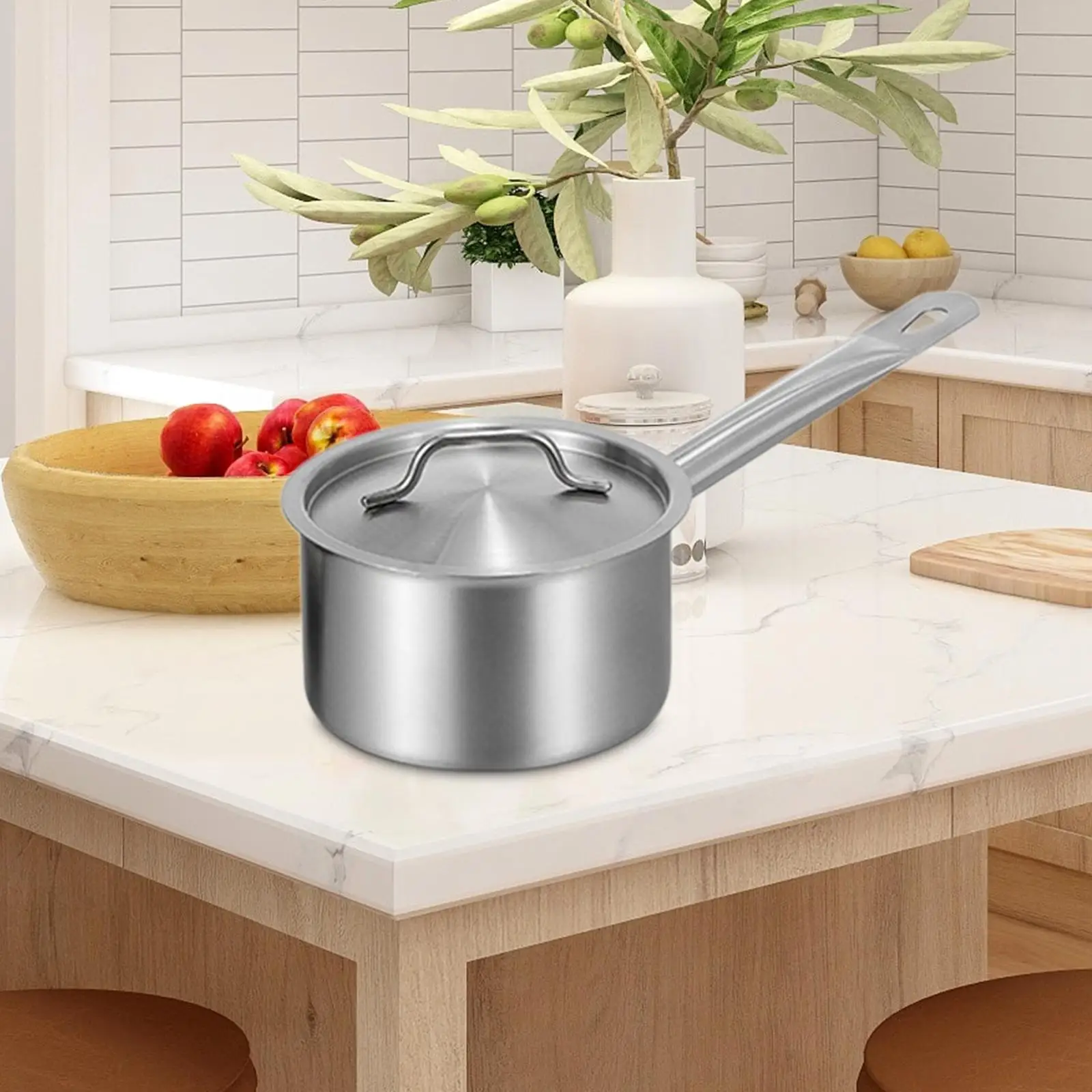 Sauce Pan with Lid Pasta Ergonomic Handle Soup Cheese Noodles Milk Pot Induction Pot for Teahouse Home Kitchen Restaurant Hotel