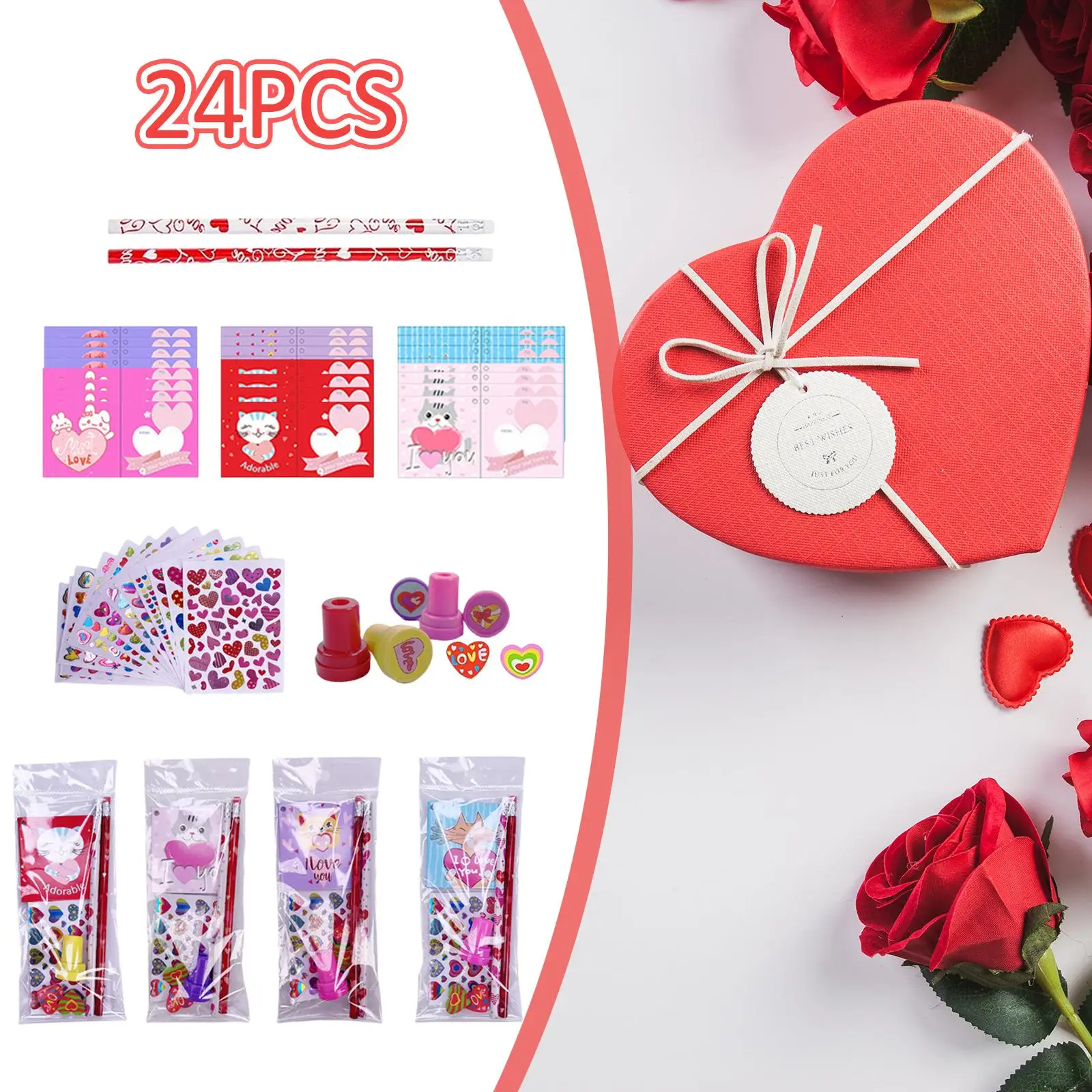 Valentines Stationery Set Cards Valentines Day Party Favors Bulk Valentine Kids Exchange for Kids Friend Children Girls Student