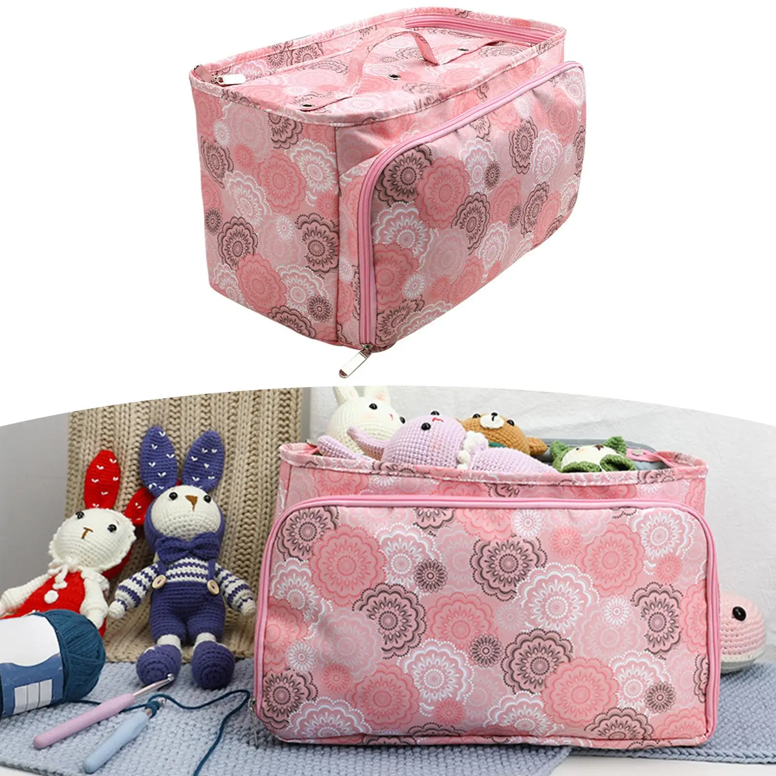 Yarn Storage Bag Yarn Organizer with External Bag Multipurpose Portable Premium Sewing Totes Colorful Knitting Tote for 