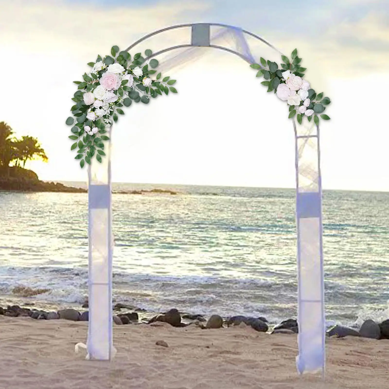 2 Pieces Rose Flower Swag Arch Wedding Arch Flowers Kit Swag Garland Display Fake Plant for Window Table Centerpieces Wedding