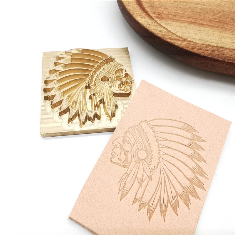 Description Picture 2 of itemIndian Pattern Leather Stamp Brass Mold Hot Stamping Emboss Craft Tool Wood Branding Stamps 4.5x5cm Custom Logo Name
