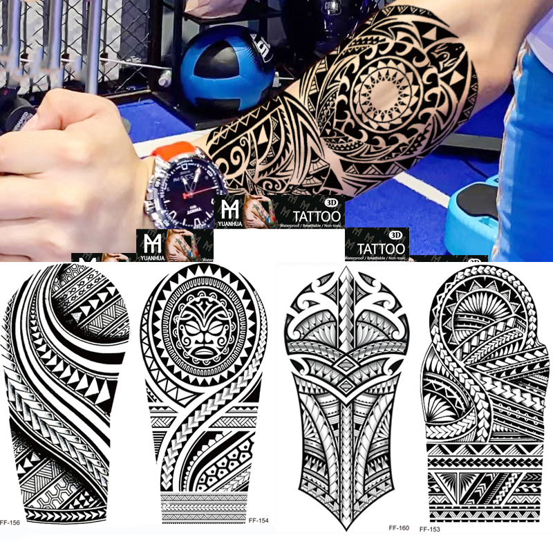 Best of Realistic Totem Wolf Temporary Tattoos For Men Adults Black Thorns Geometric Mandala Fake Tattoo Stickers Arm Body Tatoos Reviews & Tips