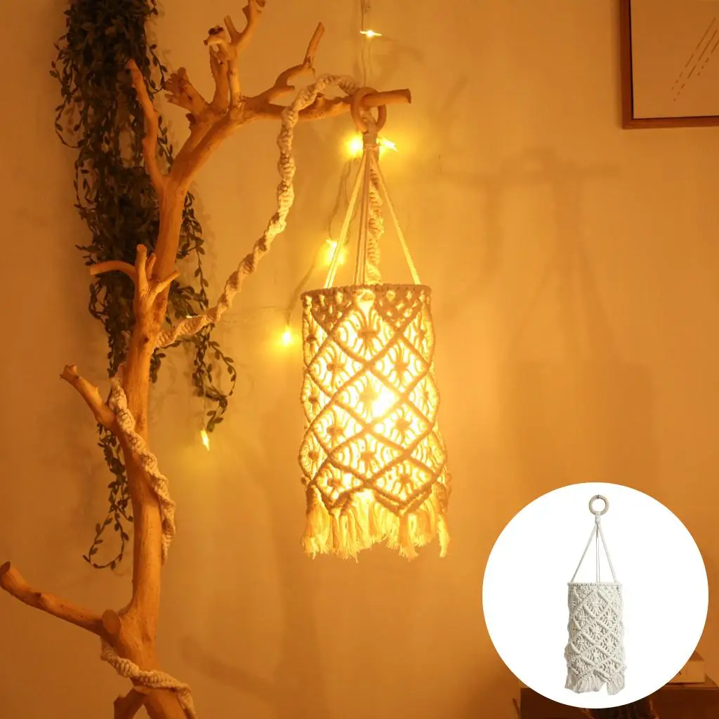 Woven Macrame Lamp Shade Hanging Pendant Light Cover for room and home Decor