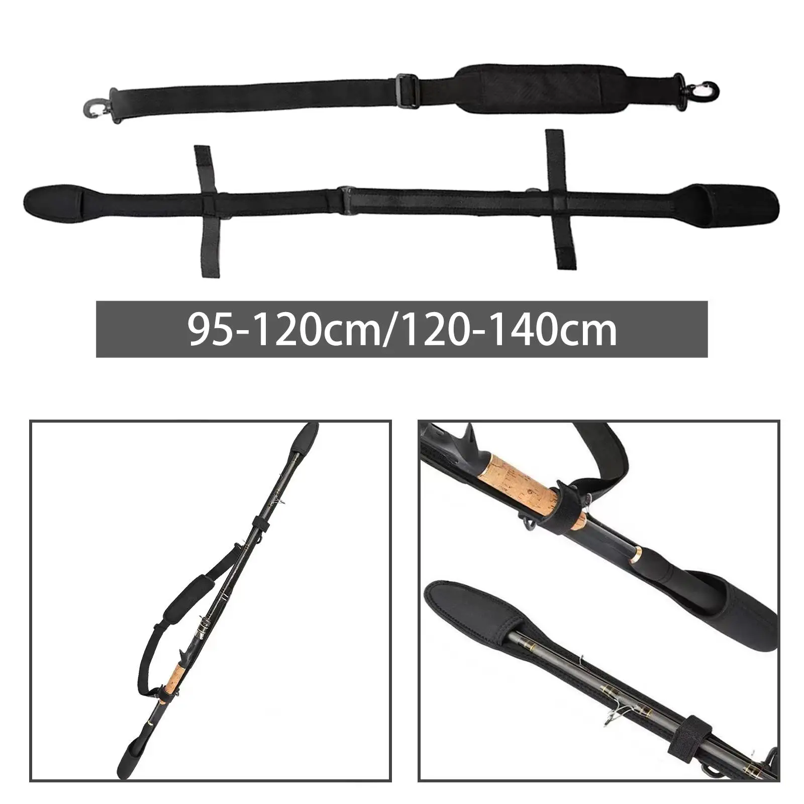 Fishing Rod Shoulder Belt Fishing Pole Strap Universal Polyester Durable for Hiking Travel Fishing Outdoor Sports Attachments
