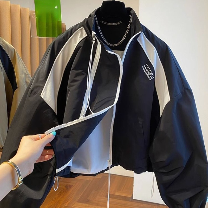 Description Picture 3 of itemNeploe Korean Street Double Zipper Jackets for Women 2025 Autumn New Stand Collar Coats Y2k Long Sleeve Loose Tops Mujer