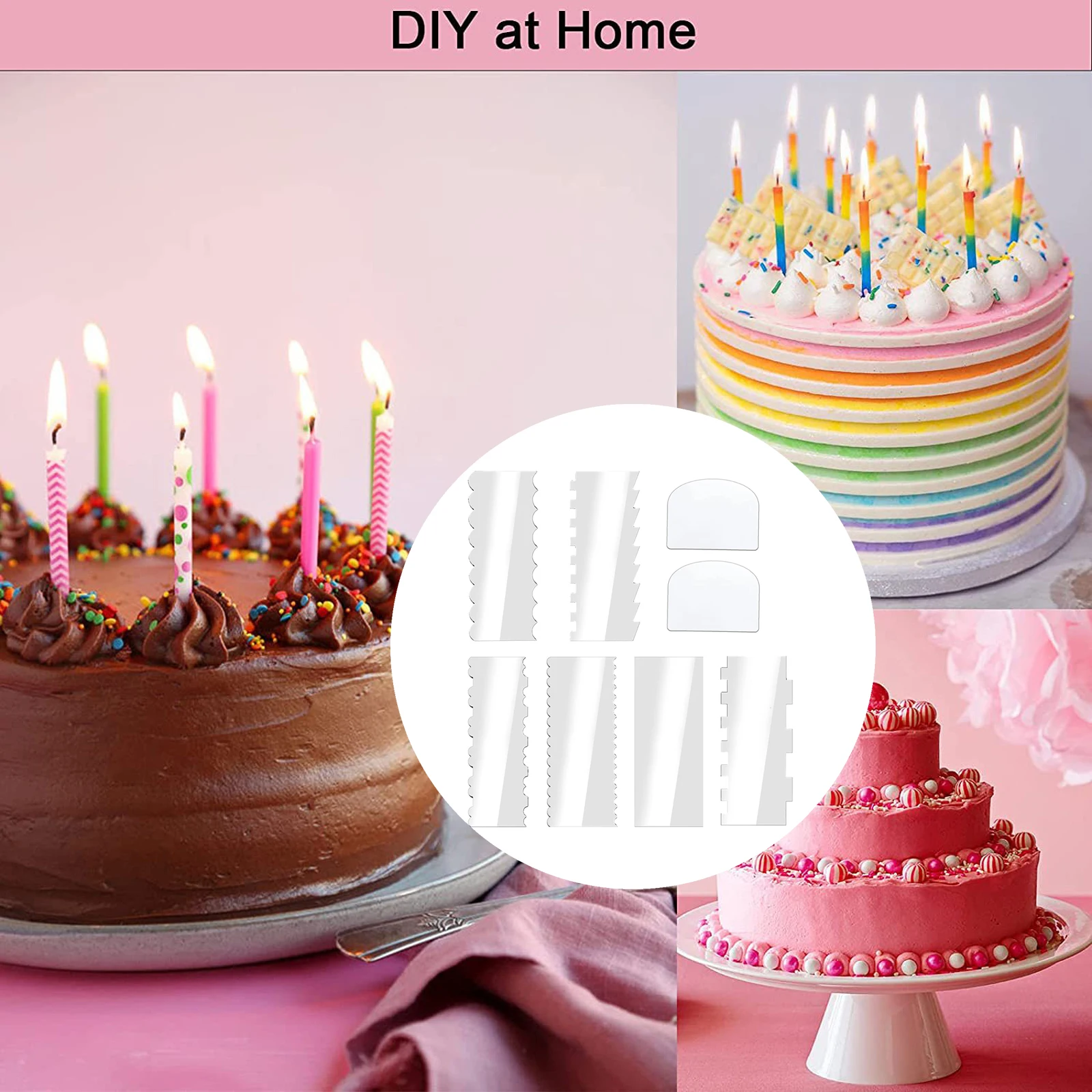 8Pcs Acrylic Cake Decorating Tools Handheld Portable Smooth Multipurpose Cake