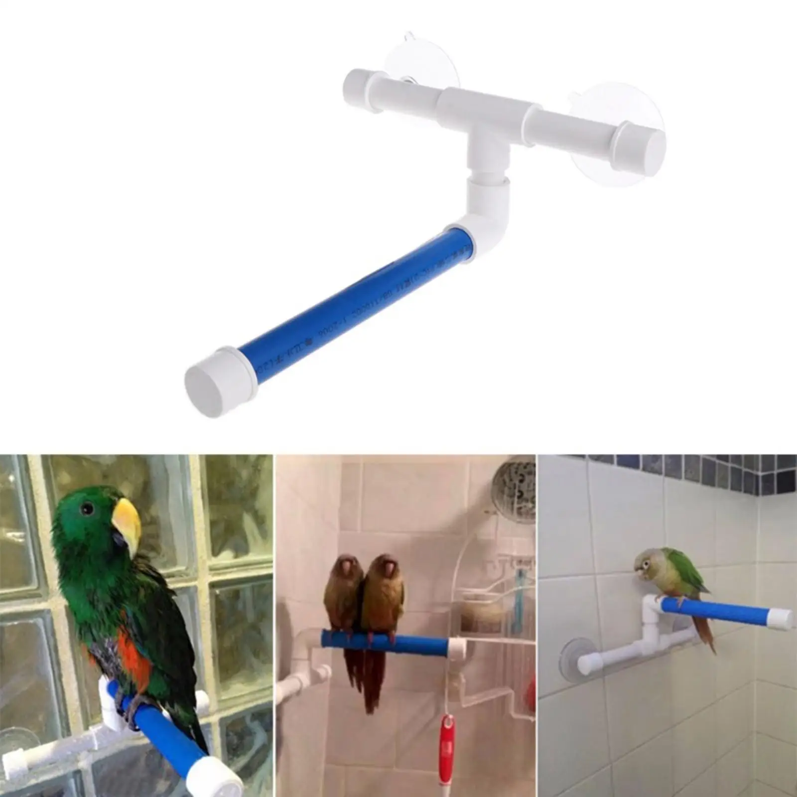 Bird Parrot Stand Perch Shower Perch Standing Toy Suction Cup Parrot Bath Suppllies Platform