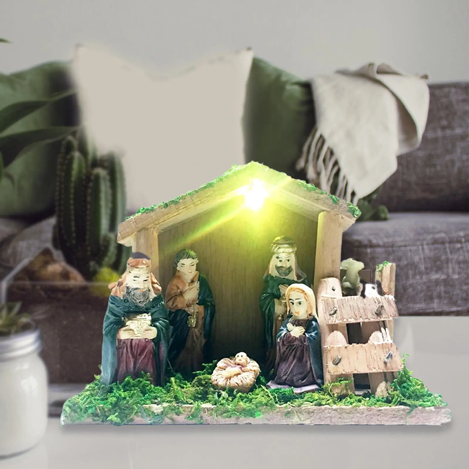 Resin Sacred Holy Family Statue Nativity Figurine for Shelf Table Decorative