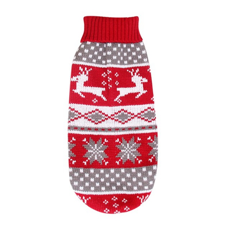 Christmas Reindeer Maple Snowflake Pet Clothes Turtleneck Knit Sweater Puppy Dog Clothes Dog Clothes for Small Dogs