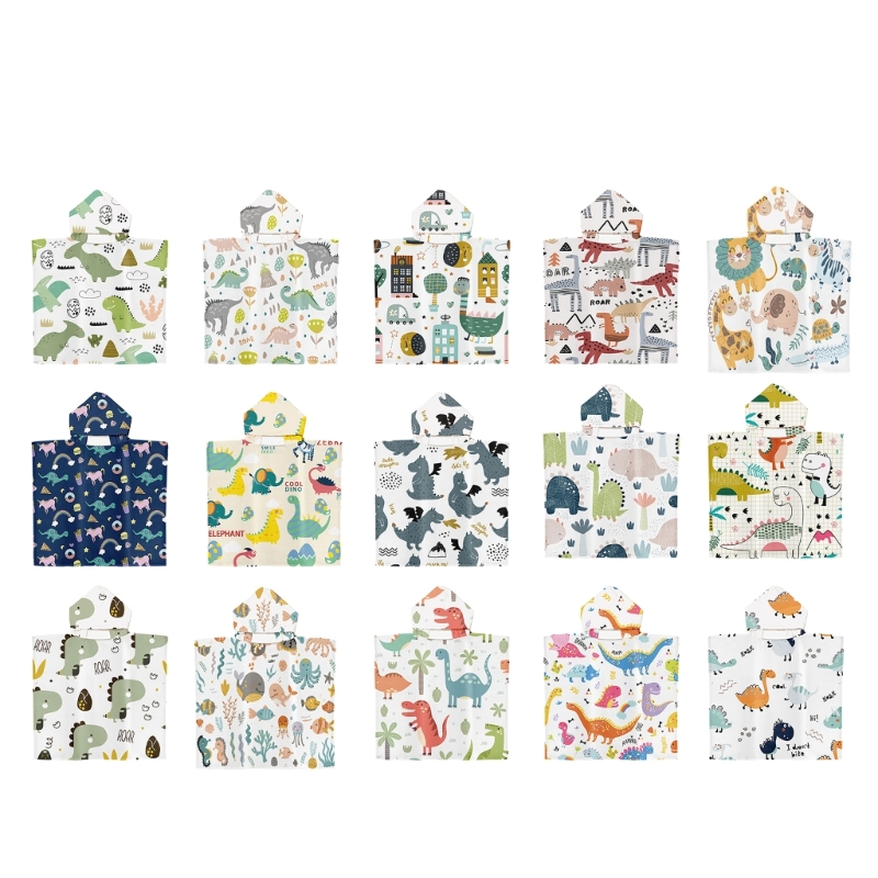 Kinder Kapuze Handtuch Poncho für Kinder Strand tuch Schwimmbad Badet uch Surfen Drops hipping – Detail 1