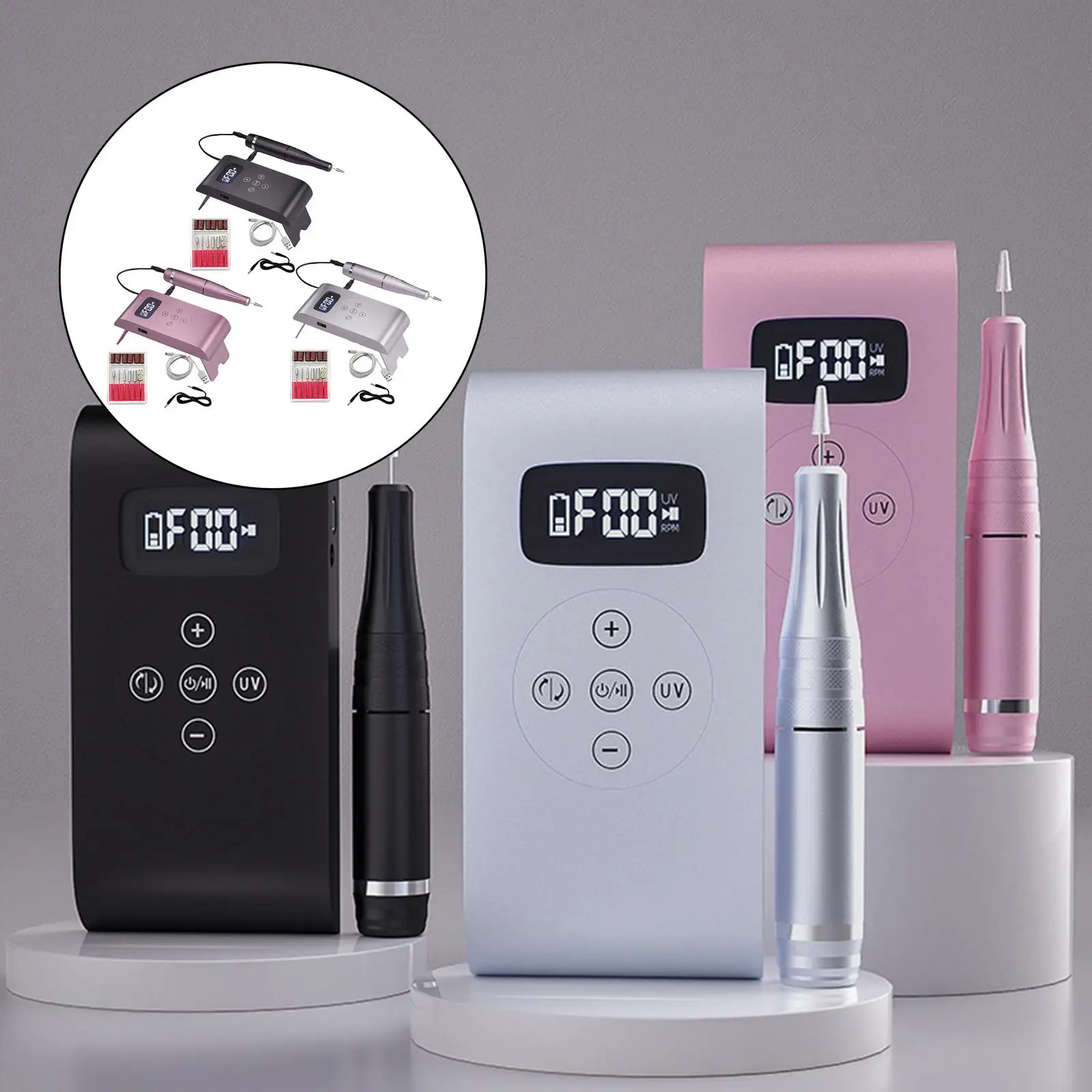   with Nail Lamp ,35000RPM UV Lamps,  with  Setting Sensor Smooth ,with 6 Drills Nails ,Curing Removing for Home Use